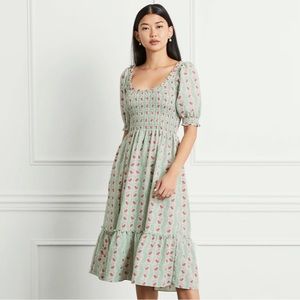 Hill House Louisa Nap Dress - Trailing Vine Multi Crepe - Size XXS
